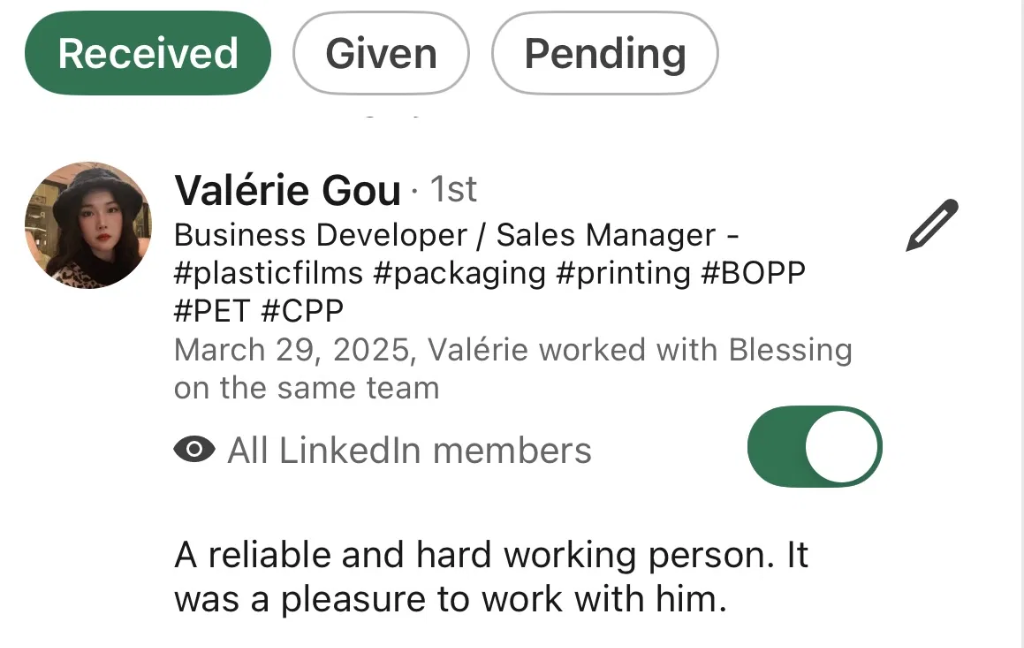 Valérie Gou, Business Developer — recommendation